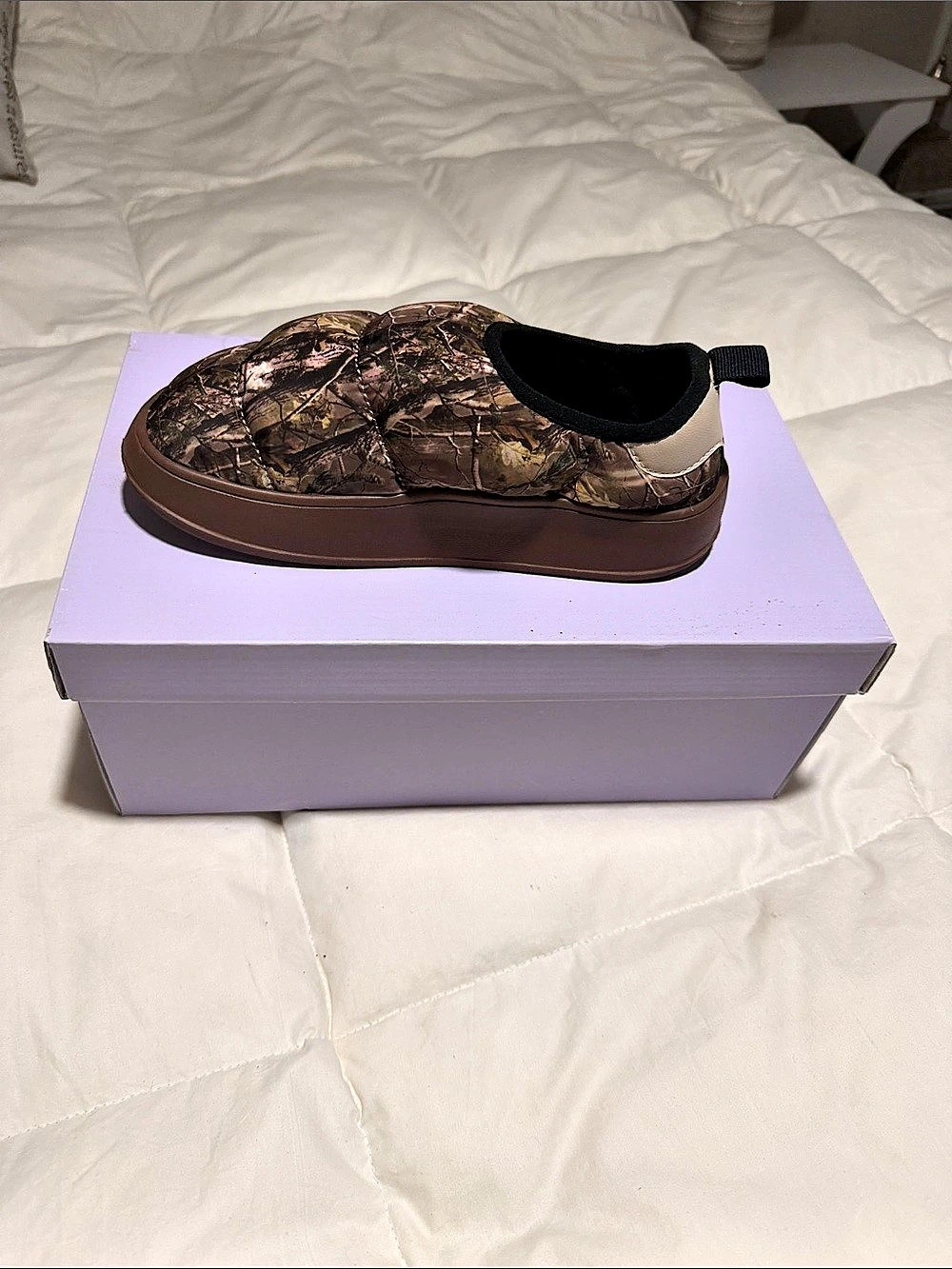 madden girl Camo Slip-On comfyy Multi  in Brown & Green Like New